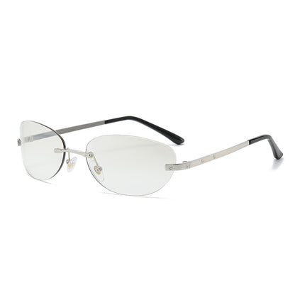 Fashion Small Oval Rimless Sunglasses