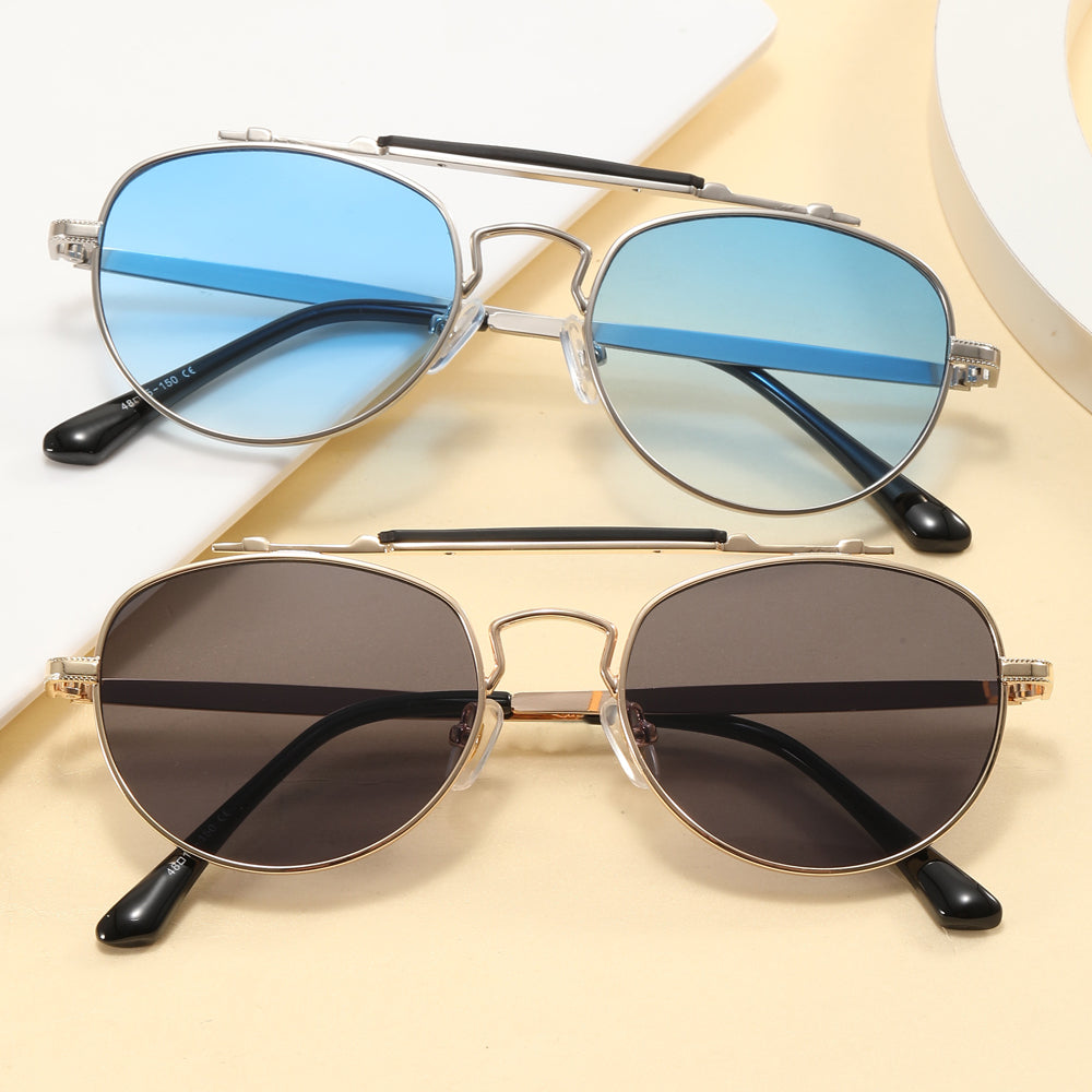 Flat Top Metal Frame Sunglasses