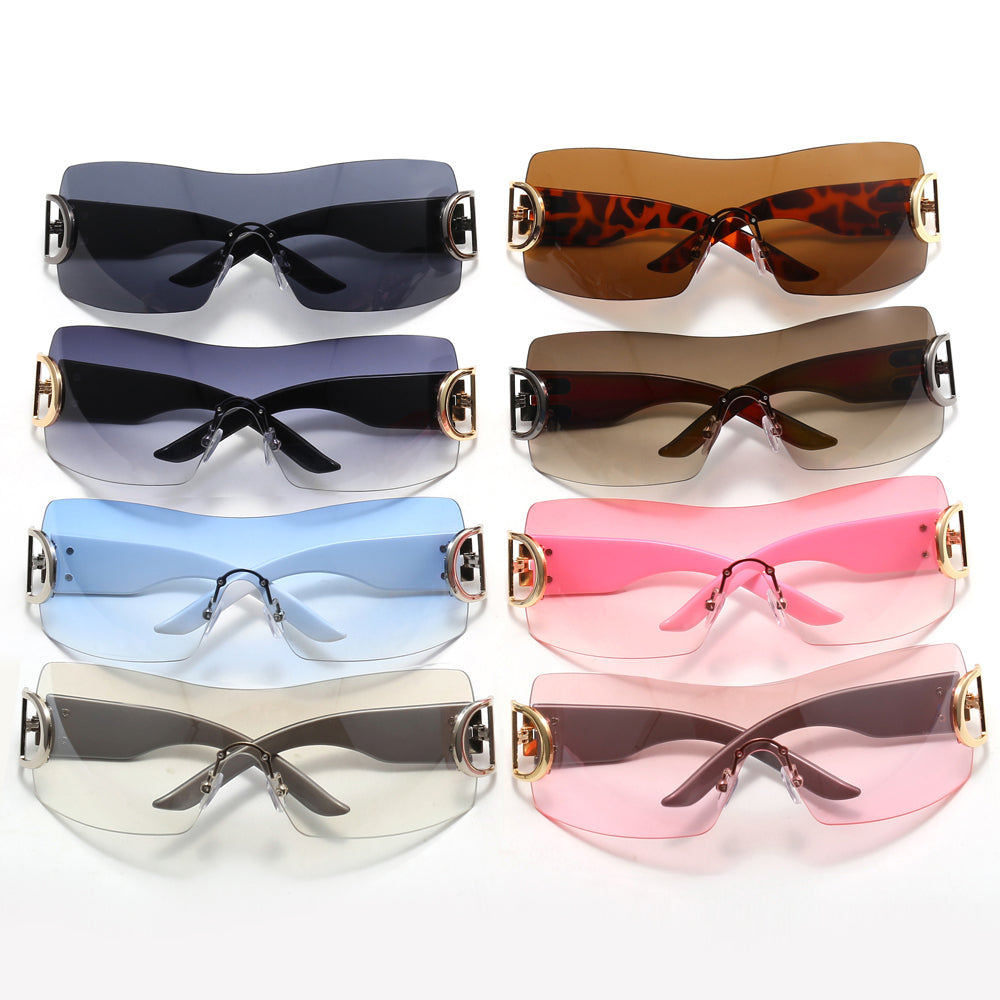 Y2K Oversized Rectangle One Piece Rimless Sunglasses