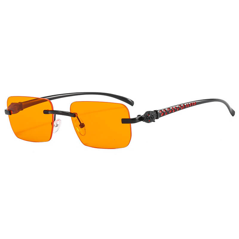 Panther Rectangular Rimless Sunglasses