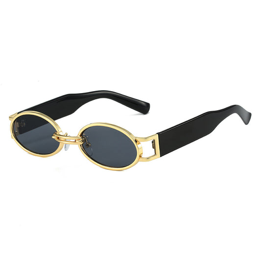 Retro Small Oval UV400 Metal Shades Sunglasses