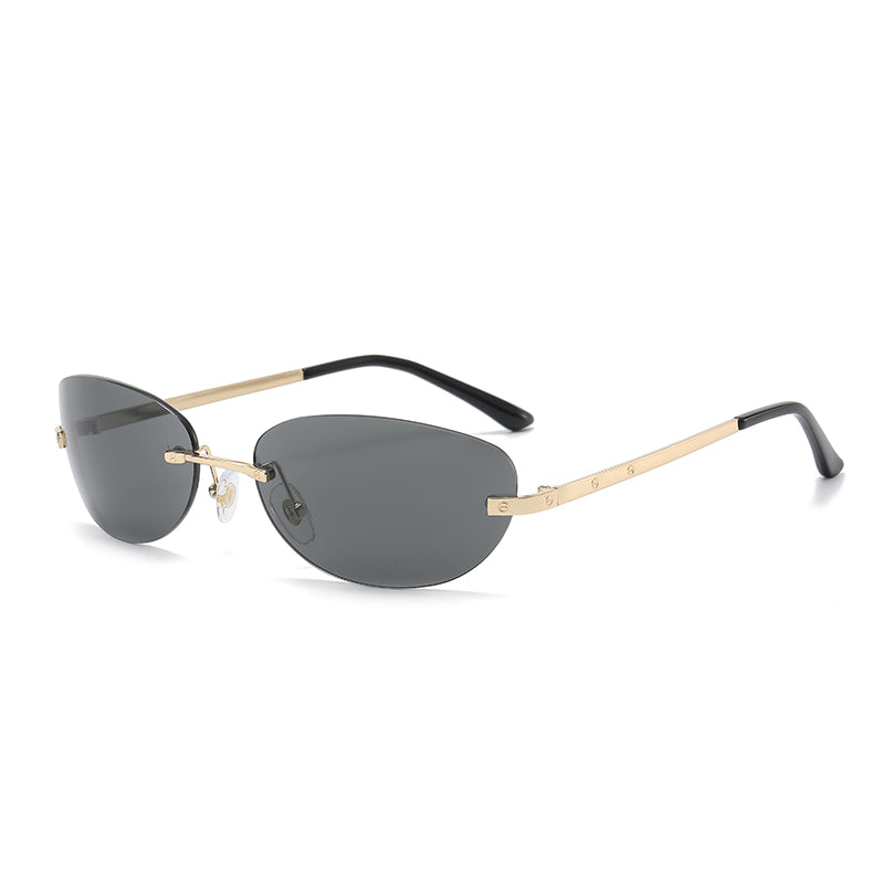 Fashion Small Oval Rimless Sunglasses