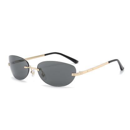 Fashion Small Oval Rimless Sunglasses