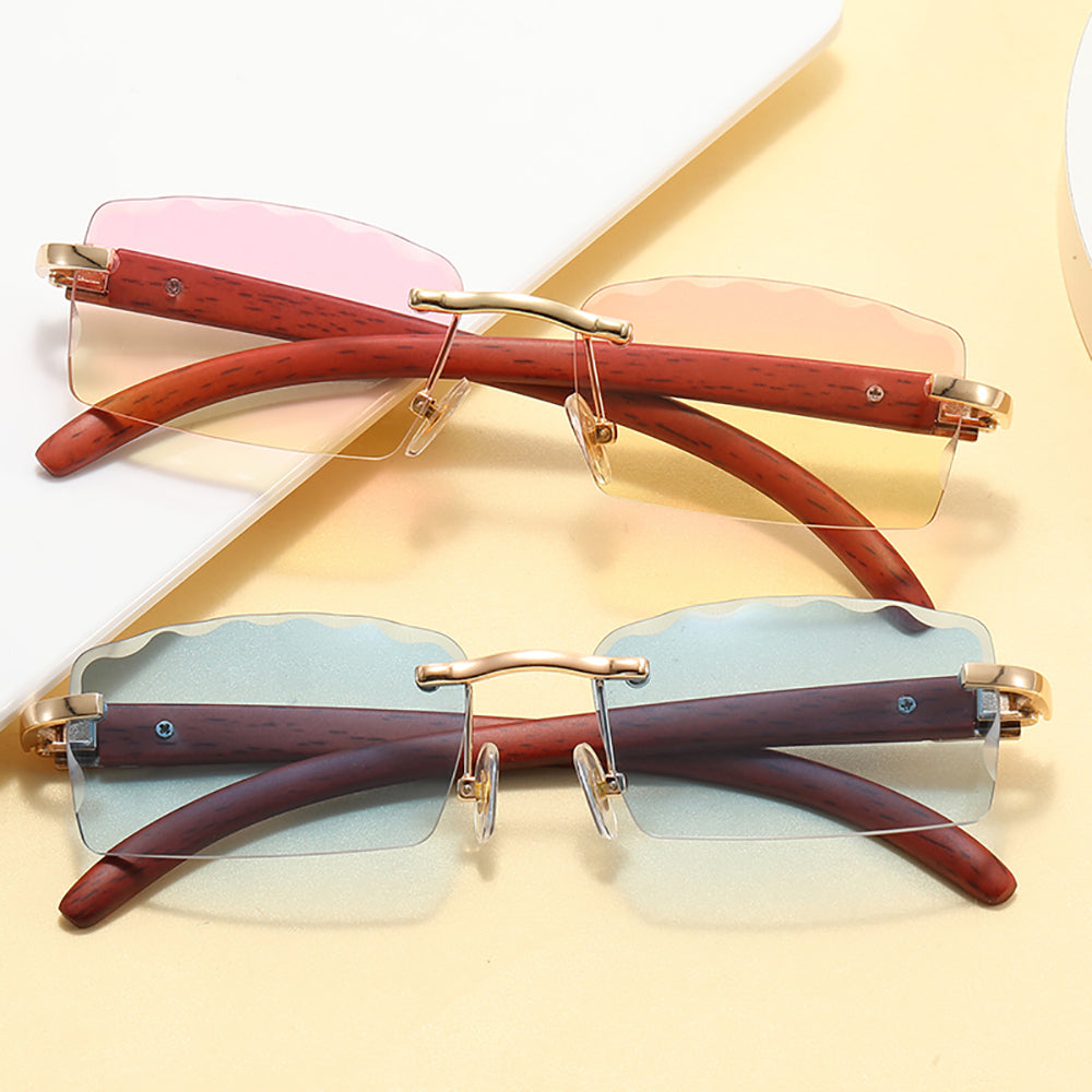 Retro Small Rectangle Rimless Sunglasses