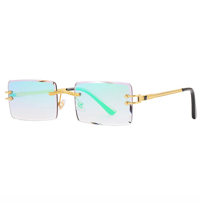 Retro Vintage Rectangle Rimless Sunglasses