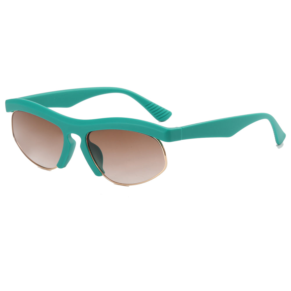 Y2K Rectangle Half Frame Women Sport Sunglasses