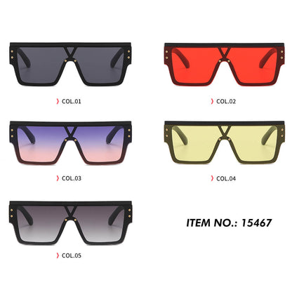 Flat Top Oversized Mono Lens Shades Sunglasses