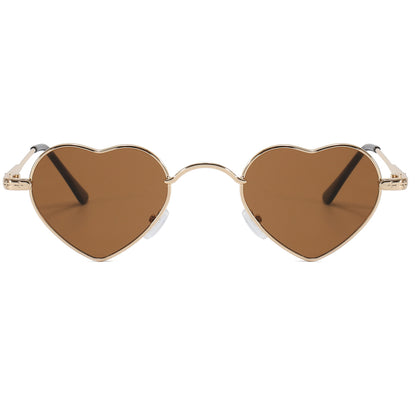 Metal Cute Heart Shape Lightweight Sunglasses