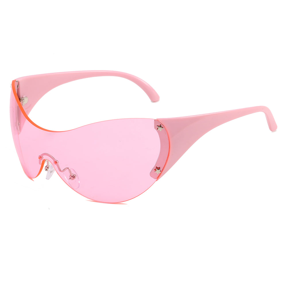 Oversized One-Piece Lens Rimless Y2K Sunglasses