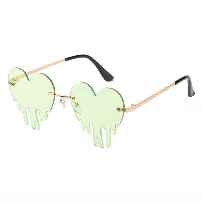 Rimless Heart Drip Novelty Melting Drip Favor Shape Sunglasses