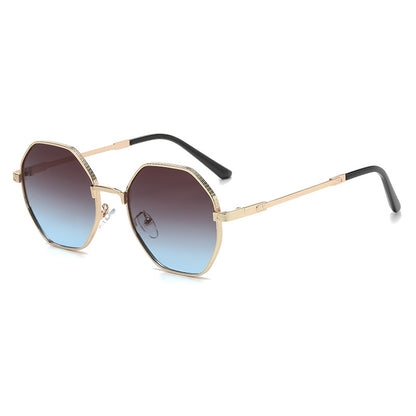 Retro Polygon Shades Metal Frame Sunglasses