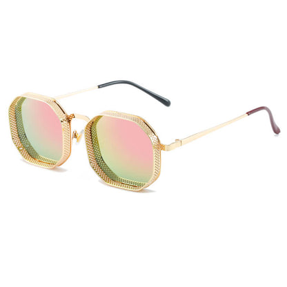 Retro Steampunk Octagon Metal Frame Sunglasses