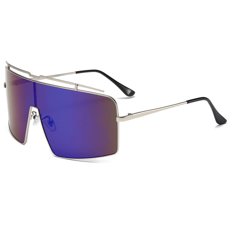 Oversized Metal Flat Top Shades Sunglasses