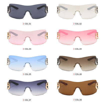 Y2K Oversized Rectangle One Piece Rimless Sunglasses