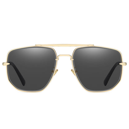 Square Metal Frame Flat Top Gradient Sunglasses