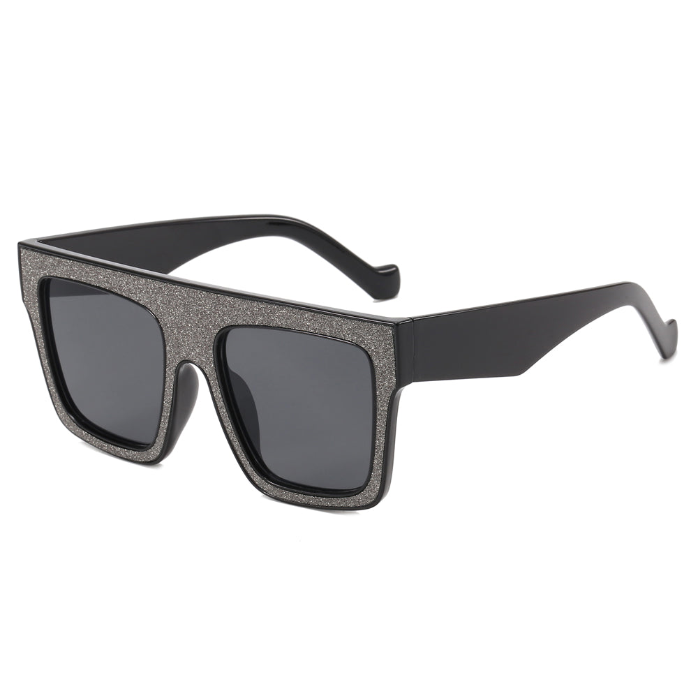 Rhinestone Flat Top Square Sunglasses