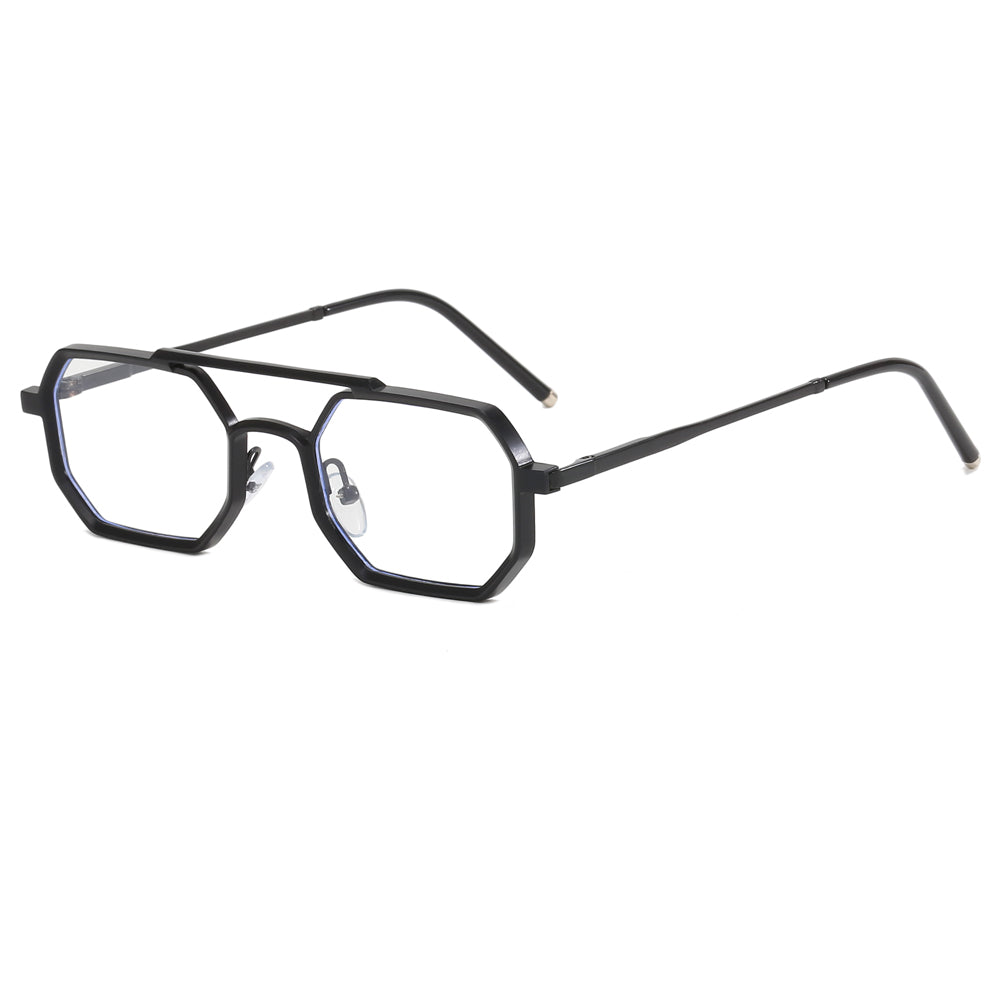 Polygon Double Bridges Top Bar Shades Metal Frame Sunglasses
