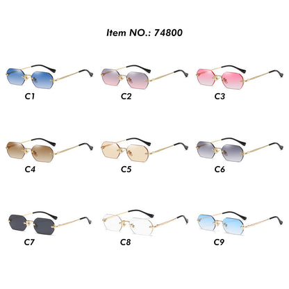 Vintage Rimless Polygon Women Shades Sunglasses