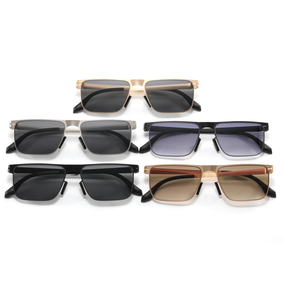 Metal Frame Rectangle Flat Top Sunglasses