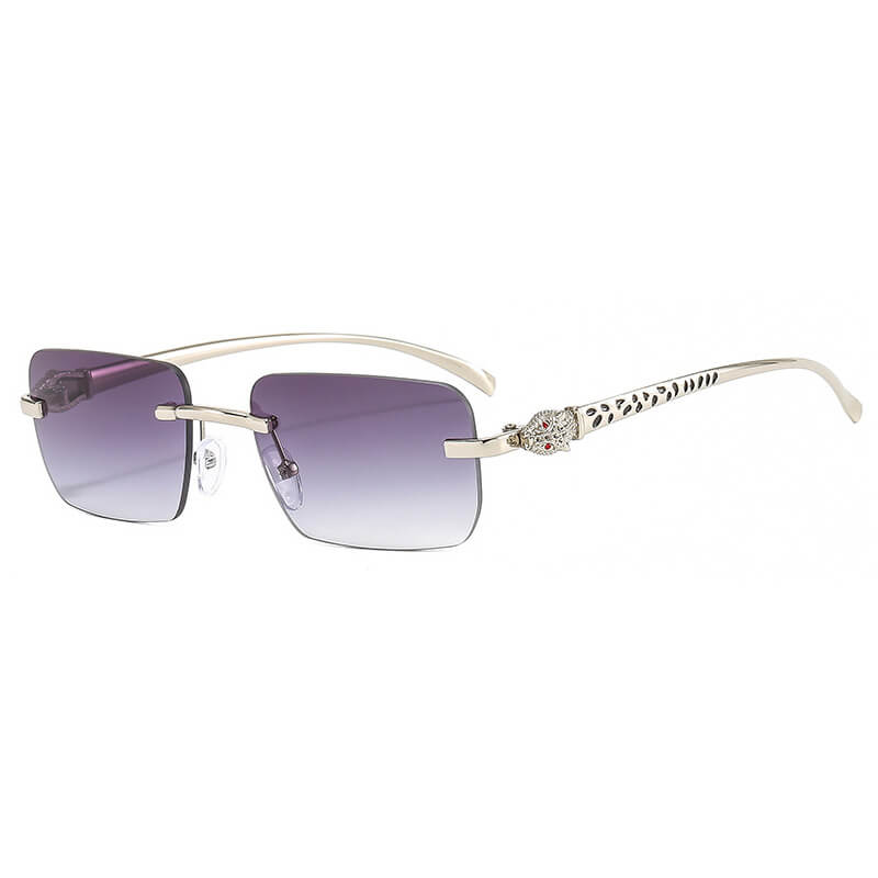 Panther Rectangular Rimless Sunglasses