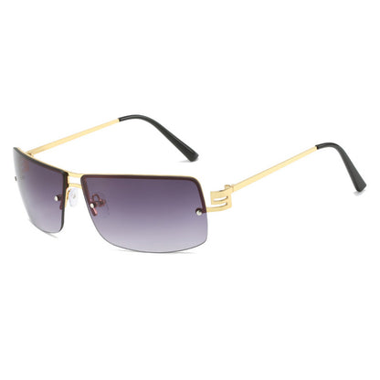 Retro Rectangle Rimless Tinted Sunglasses