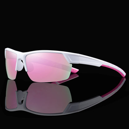 Men Rectangular Half Frame Polarized Sports Driving Sunglasses