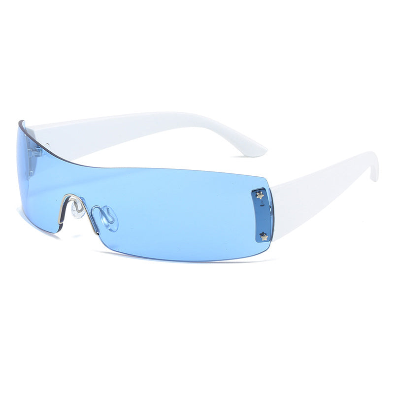 One Pieces Oversized Shield Rimless Sunglasses