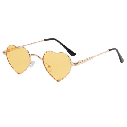 Metal Cute Heart Shape Lightweight Sunglasses