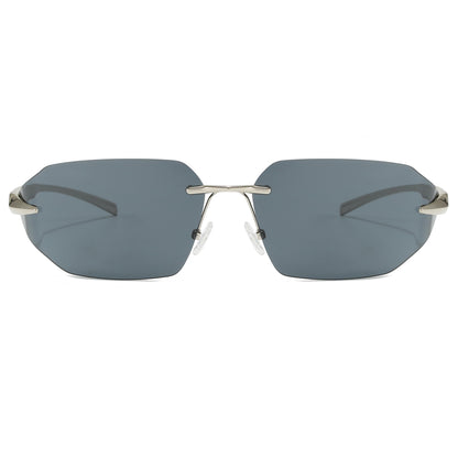 Y2K New Trendy Rimless rect-oval shape Sunglasses