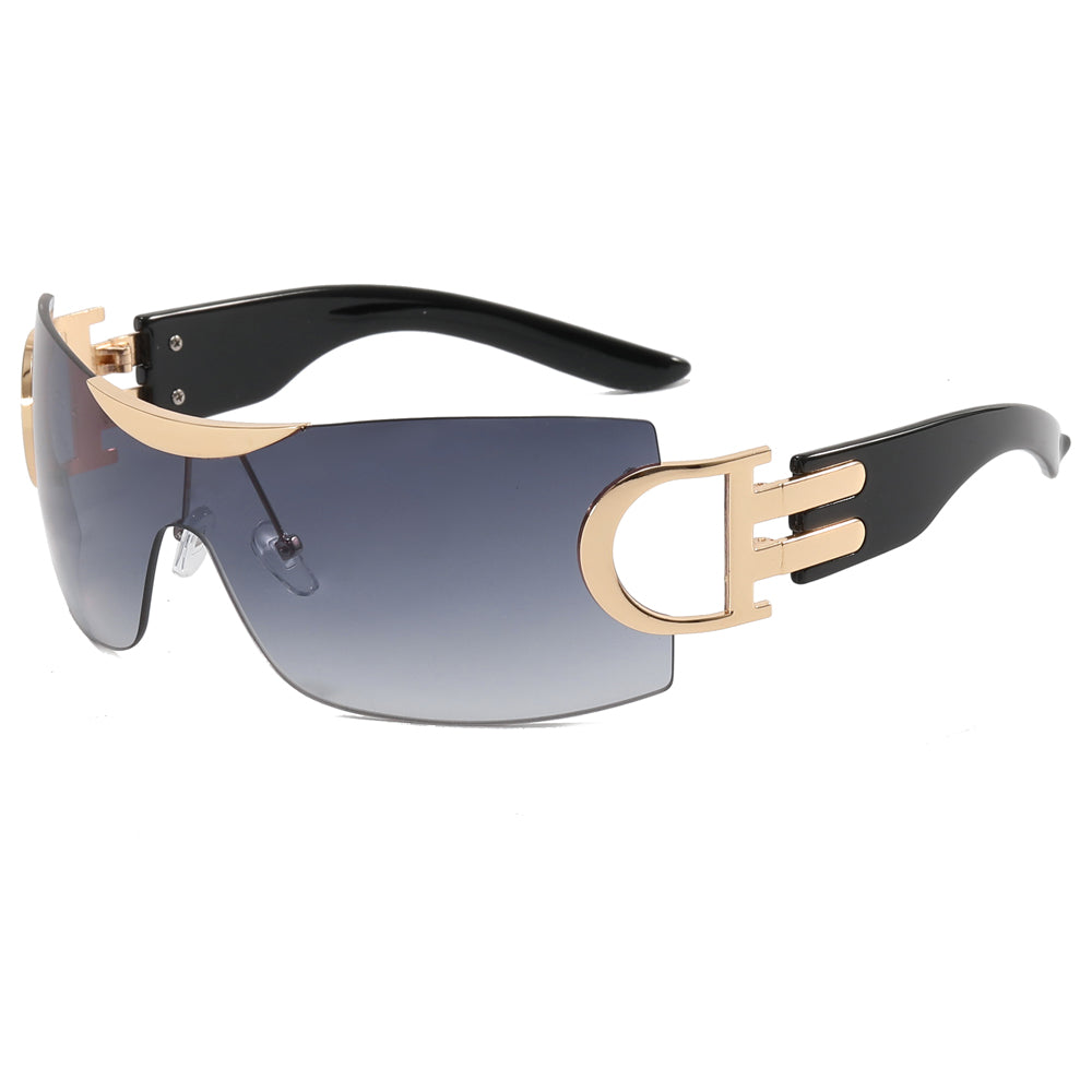 Oversized Rimless One Piece Lens Y2K Sunglasses