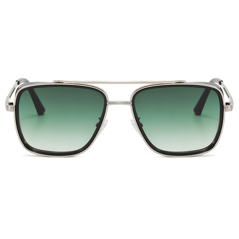 Square Flat Top Steampunk Metal Frame Sunglasses