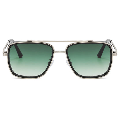 Square Flat Top Steampunk Metal Frame Sunglasses