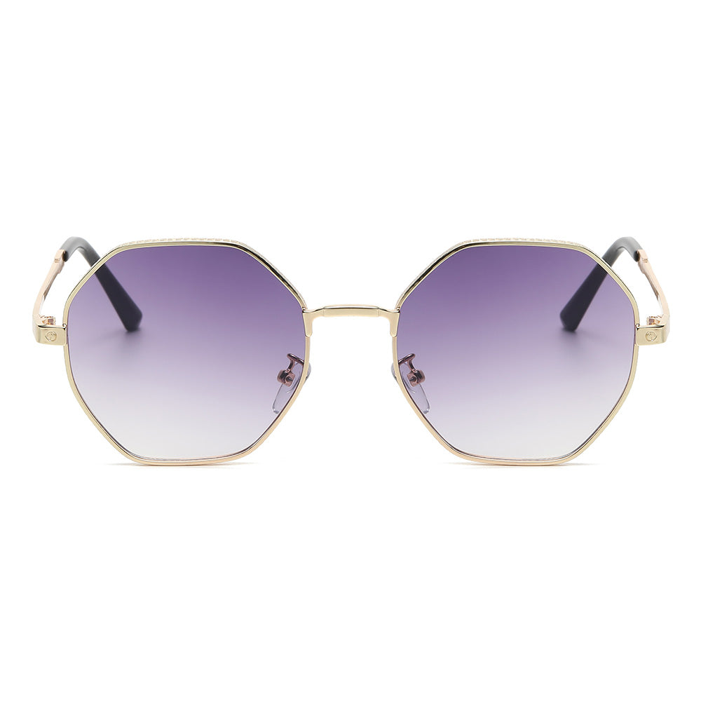 Retro Polygon Shades Metal Frame Sunglasses