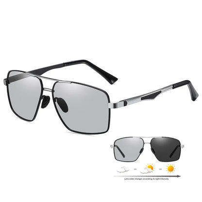 Polarized Men's Metal Rectangle Driving Sunglasses