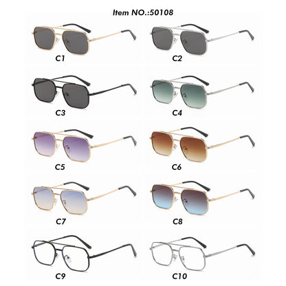 Retro Small Rectangle Metal Frame Sunglasses