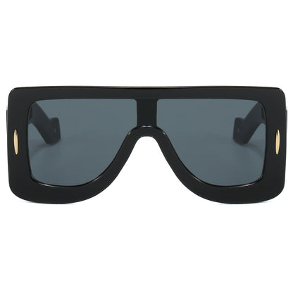 Y2K Oversized Flat Top One Piece Square Shades Sunglasses