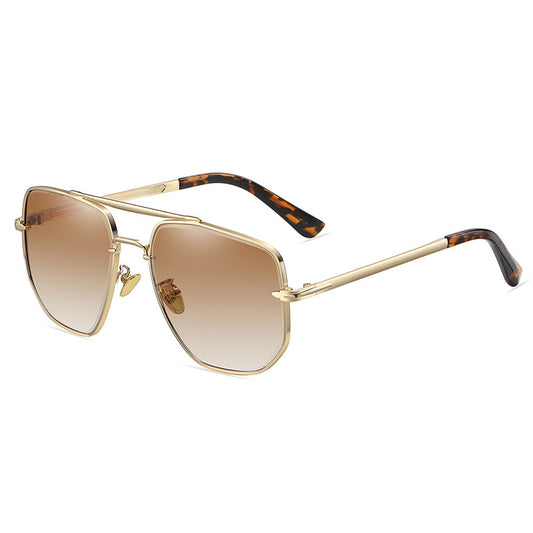 Square Metal Frame Flat Top Gradient Sunglasses