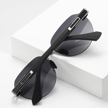 Men's Gradient Oval Rimless Sunglasses