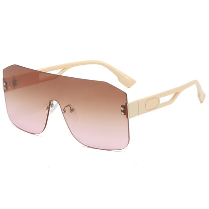 One Piece Tinted Lens UV400 Rimless Sunglasses