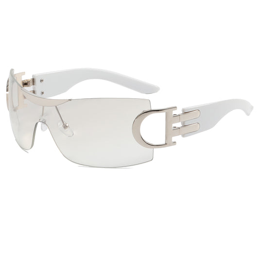 Oversized Rimless One Piece Lens Y2K Sunglasses