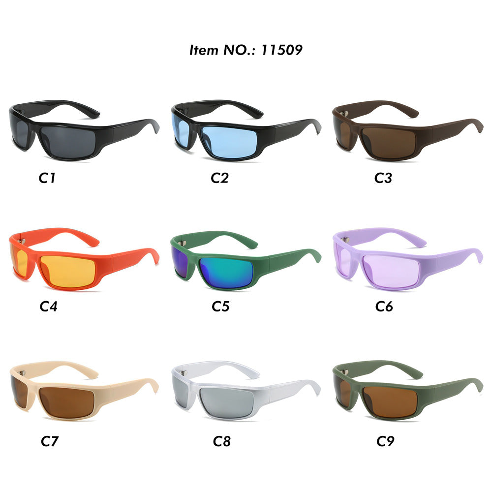 Flat Top Square Sporty Wrap Around Sunglasses
