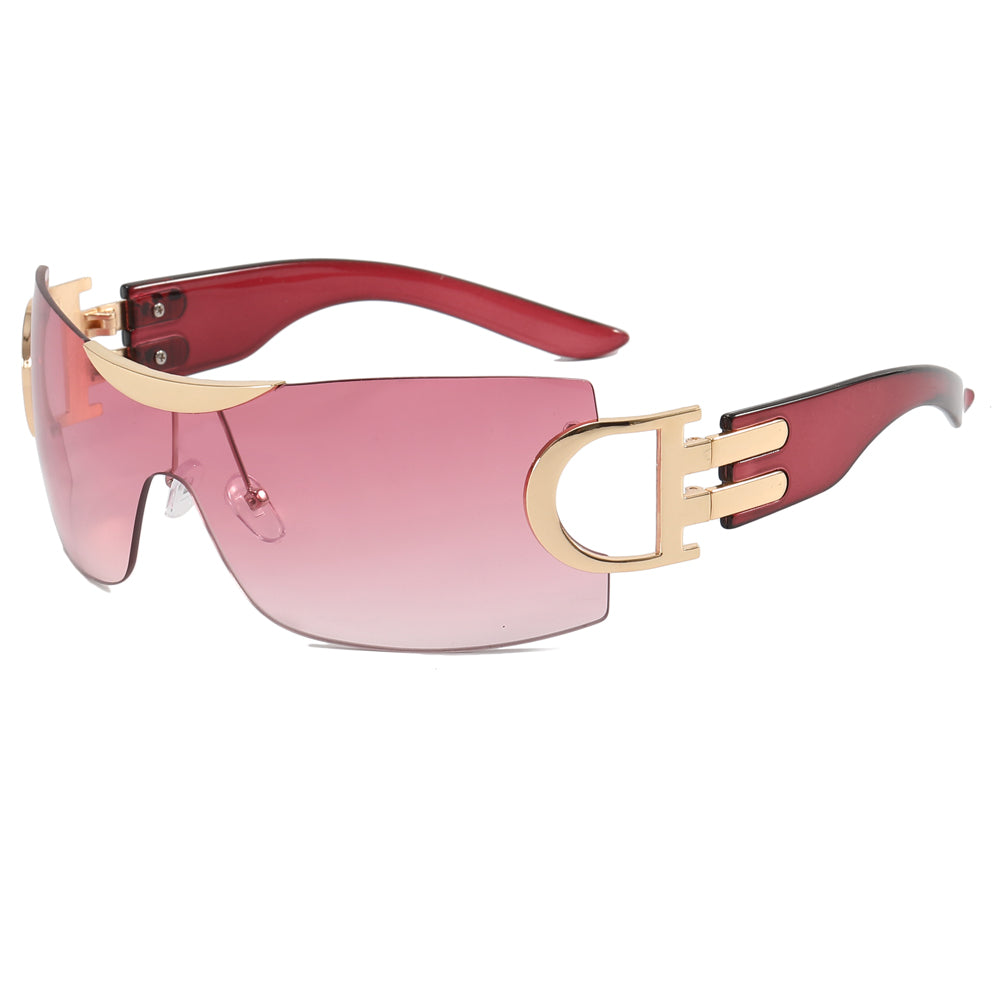 Oversized Rimless One Piece Lens Y2K Sunglasses