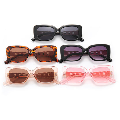 Retro Rectangle Chain Temple Sunglasses