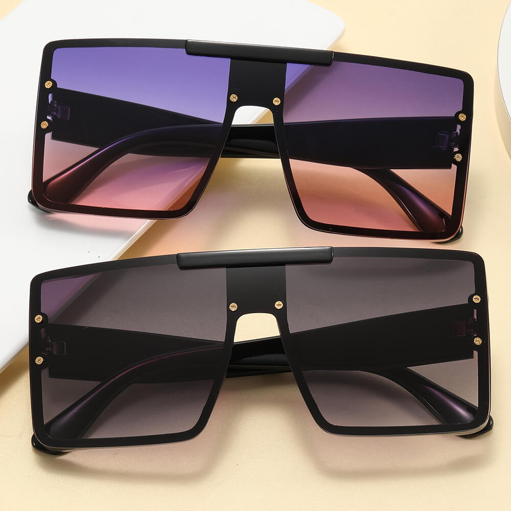 Fashion Oversized Flat Top Shades Sunglasses