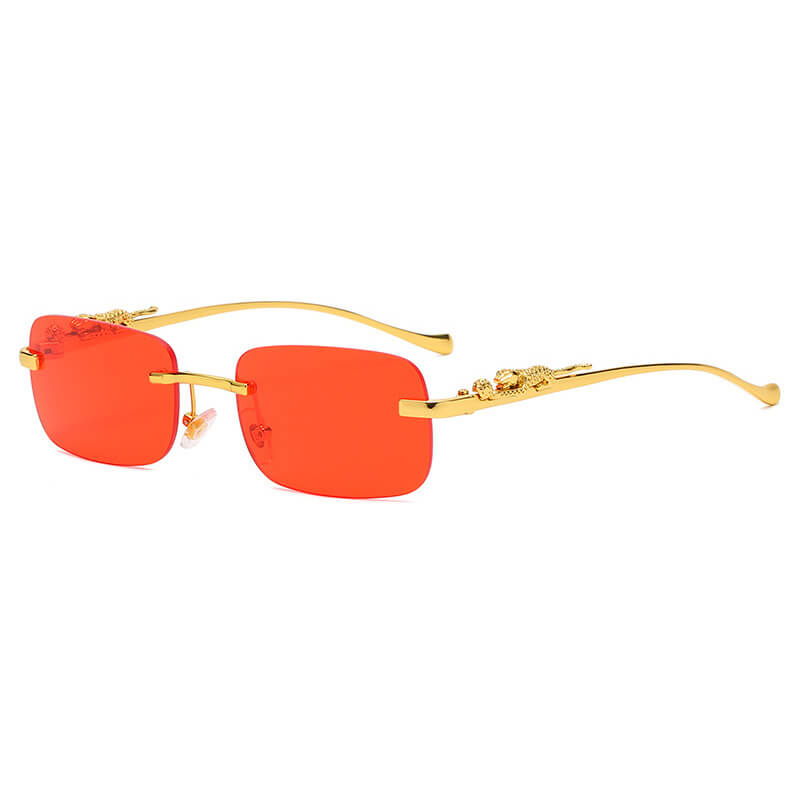 Cheetah Rectangle Rimless Sunglasses