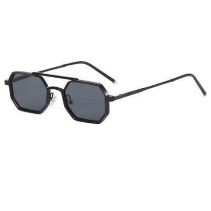 Polygon Double Bridges Top Bar Shades Metal Frame Sunglasses