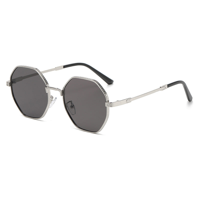 Retro Polygon Shades Metal Frame Sunglasses