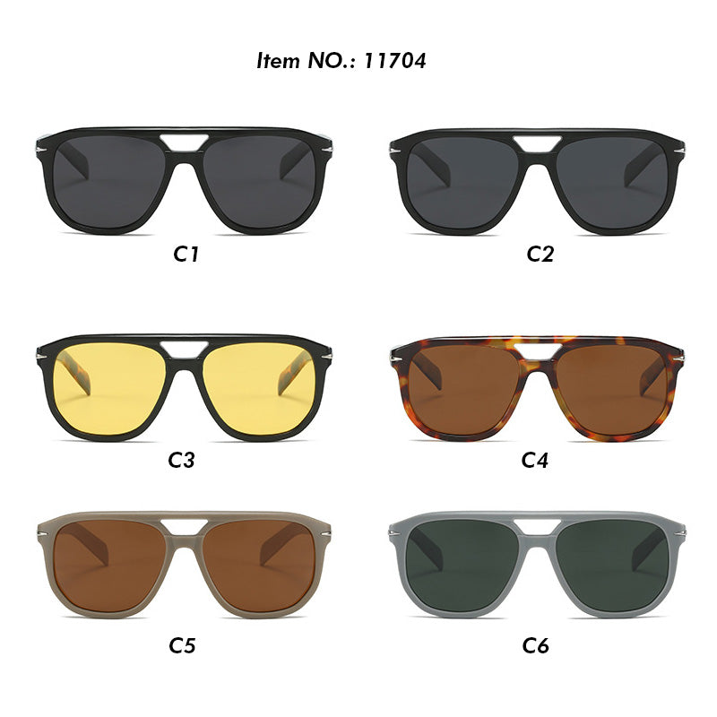 Double Bridge Flat Top Polarized Sunglasses