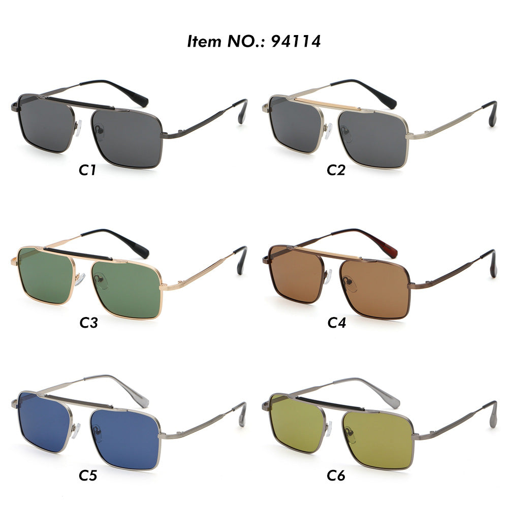 Flat Top Metal Frame UV400 Men's Gradient Shades Sunglasses