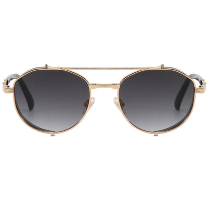 Flat Top Steampunk Metal Frame Sunglasses